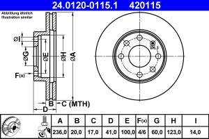 24.0120-0115.1 - Tarcza hamulcowa ATE OPEL ASTRA 91-00/VECTRA -95