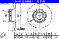 24.0122-0106.1 - Tarcza hamulcowa ATE DB W116 S-KLASA 72-80 /wentylowana/