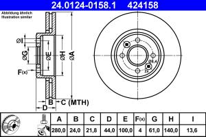 24.0124-0158.1 - Tarcza hamulcowa ATE RENAULT LAGUNA 97-01