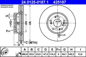 24.0125-0187.1 - Tarcza hamulcowa ATE HONDA ACCORD 03-08 2.0 /280x25/
