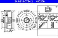 24.0218-0724.2 - Bęben hamulcowy ATE /z łoż.//+ABS/ FORD FIESTA 96-00