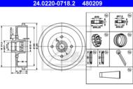 24.0220-0718.2 - Bęben hamulcowy ATE /z łoż./ VAG GOLF III 91-97