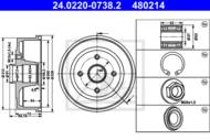 24.0220-0738.2 - Bęben hamulcowy ATE /z łoż.//+ABS/ OPEL CORSA C 00-06