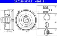 24.0220-3737.2 - Bęben hamulcowy ATE /z łoż./ RENAULT TWINGO 07-