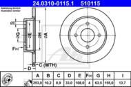 24.0310-0115.1 - Tarcza hamulcowa ATE /tył/ POWER DISC /nacinan FORD FOCUS 98-04