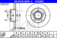 24.0310-0201.1 - Tarcza hamulcowa ATE /tył/ POWER DISC /nacinan VAG A6 94-/VAG PASSAT 96-