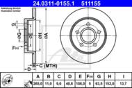 24.0311-0155.1 - Tarcza hamulcowa ATE /tył/ POWER DISC /nacinan FORD FOCUS II 04-