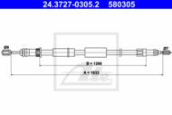 24.3727-0305.2 - Linka hamulca ręcznego ATE /tył P/ PSA ZX 91-97