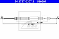 24.3727-0307.2 - Linka hamulca ręcznego ATE /tył L/ PSA ZX 91-97