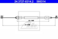 24.3727-0314.2 - Linka hamulca ręcznego ATE /L/ PSA BERLINGO 96-08