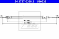 24.3727-0338.2 - Linka hamulca ręcznego ATE PSA XSARA kombi 97-05