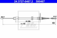 24.3727-0467.2 - Linka hamulca ręcznego ATE /tył/ DB W204 07-