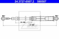 24.3727-0507.2 - Linka hamulca ręcznego ATE /tył L/ FIAT UNO 83-92