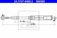 24.3727-0509.2 - Linka hamulca ręcznego ATE /tył L/ FIAT UNO 89-95