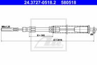 24.3727-0518.2 - Linka hamulca ręcznego ATE /tył P/ FIAT UNO 89-95