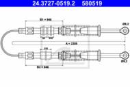 24.3727-0519.2 - Linka hamulca ręcznego ATE /tył/ FIAT PANDA 86-02