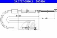 24.3727-0526.2 - Linka hamulca ręcznego ATE /tył L/ FIAT PUNTO 93-99