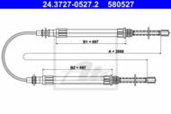 24.3727-0527.2 - Linka hamulca ręcznego ATE /tył/ FIAT DUCATO 81-94