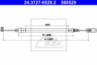 24.3727-0529.2 - Linka hamulca ręcznego ATE /tył P/ FIAT ULYSSE 94-02