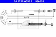 24.3727-0553.2 - Linka hamulca ręcznego ATE /tył L/ FIAT STILO 01-08