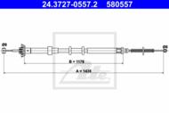 24.3727-0557.2 - Linka hamulca ręcznego ATE /tył P/ FIAT PANDA 03-