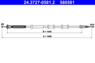 24.3727-0581.2 - Linka hamulca ręcznego ATE /tył P/ ALFA ROMEO MITO 08-