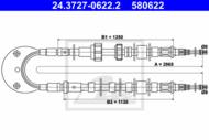 24.3727-0622.2 - Linka hamulca ręcznego ATE FORD ESCORT 86-90 /+SCS/