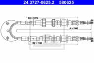 24.3727-0625.2 - Linka hamulca ręcznego ATE /tył/ FORD ESCORT 86-90