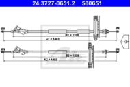 24.3727-0651.2 - Linka hamulca ręcznego ATE FORD FOCUS 01-04