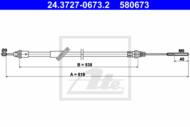 24.3727-0673.2 - Linka hamulca ręcznego ATE /przód/ FORD MAVERICK 01-07