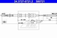 24.3727-0721.2 - Linka hamulca ręcznego ATE /tył L/ OPEL CORSA A 82-85