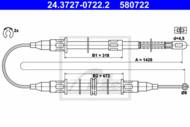 24.3727-0722.2 - Linka hamulca ręcznego ATE /tył P/ OPEL CORSA A 82-85