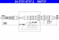 24.3727-0737.2 - Linka hamulca ręcznego ATE /tył L/ OPEL CORSA A 91-93