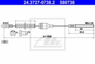 24.3727-0738.2 - Linka hamulca ręcznego ATE /tył P/ OPEL CORSA A 91-93