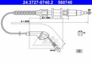 24.3727-0740.2 - Linka hamulca ręcznego ATE /P/ OPEL VECTRA A 88-95