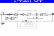 24.3727-0743.2 - Linka hamulca ręcznego ATE /L/ OPEL CORSA B 93-00