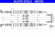 24.3727-0752.2 - Linka hamulca ręcznego ATE /tył/ OPEL ASTRA G 98-01