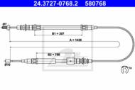 24.3727-0768.2 - Linka hamulca ręcznego ATE /tył L/ OPEL CORSA C 00-06