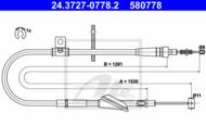 24.3727-0778.2 - Linka hamulca ręcznego ATE /tył P/ OPEL AGILA 03-07