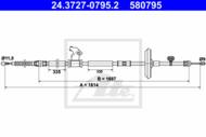 24.3727-0795.2 - Linka hamulca ręcznego ATE /tył P/ OPEL ASTRA J 09-