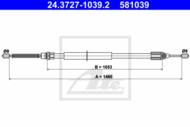 24.3727-1039.2 - Linka hamulca ręcznego ATE /+ABS/ RENAULT TWINGO 93-07 +ABS