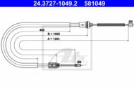 24.3727-1049.2 - Linka hamulca ręcznego ATE /tył L/ RENAULT CLIO II 98-05