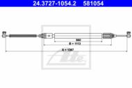 24.3727-1054.2 - Linka hamulca ręcznego ATE RENAULT MEGANE COUPE 97-03