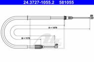 24.3727-1055.2 - Linka hamulca ręcznego ATE /tył P/ RENAULT SCENIC 99-03