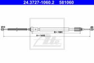 24.3727-1060.2 - Linka hamulca ręcznego ATE /tył P/ RENAULT CLIO II 01-05