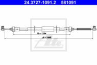 24.3727-1091.2 - Linka hamulca ręcznego ATE /tył L/ RENAULT CLIO III 10-12