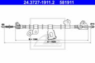 24.3727-1911.2 - Linka hamulca ręcznego ATE /tył L/ TOYOTA YARIS 99-05