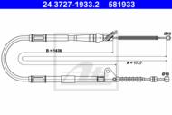 24.3727-1933.2 - Linka hamulca ręcznego ATE /tył P/ TOYOTA CARINA E 92-97