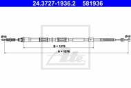 24.3727-1936.2 - Linka hamulca ręcznego ATE /tył L/ TOYOTA AURIS 07-12