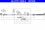 24.3727-1938.2 - Linka hamulca ręcznego ATE /tył P/ TOYOTA YARIS 06-